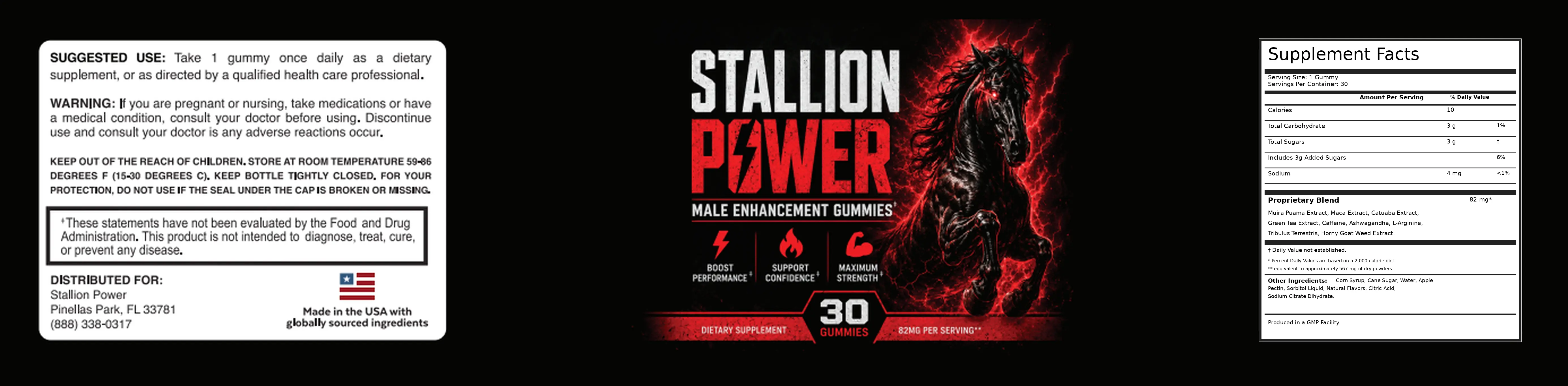 Stallion Power supplement facts and product label